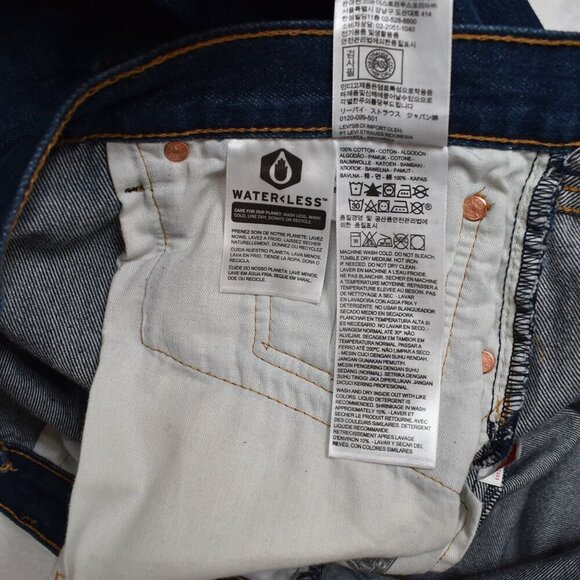 Levis 501 Mens Jeans 44 X 30 Button Fly Dark Wash Straight Leg Classic Western - Picture 12 of 16